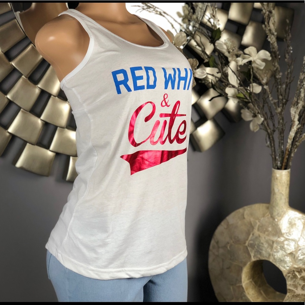 4 for $25 SALE!!!! Red White & Cute Tank Top - Picture 5 of 8